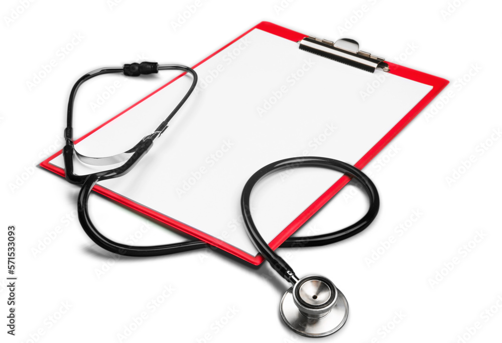 Blank Clipboard with Stethoscope Blank Clipboard with Stethoscope