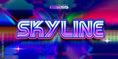 Retro text effect skyline futuristic editable 80s classic style with experimental background, ideal for poster, flyer, social media post with give them the rad 1980s touch
