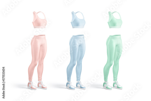Blank colored women sport uniform mockup, side view