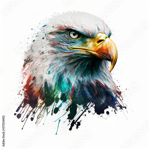 Illustration of Bald Eagle with Infinite Colors, AI Generated Vector illustration on white background