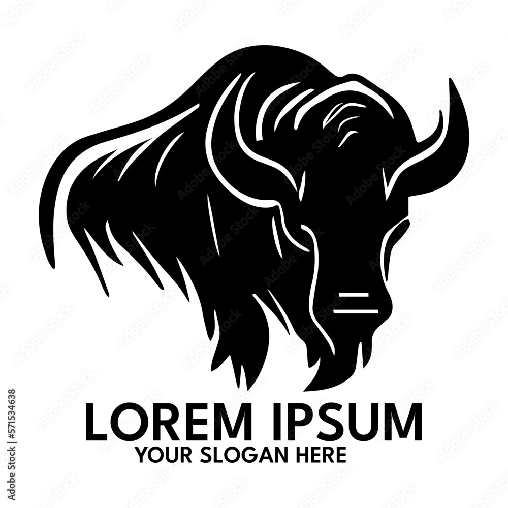 Fototapeta premium Buffalo silhouette, logo style vector illustration
