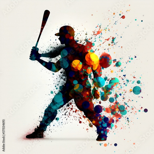 Illustration of Baseball Player with Infinite Colors, AI Generated Vector illustration on white background