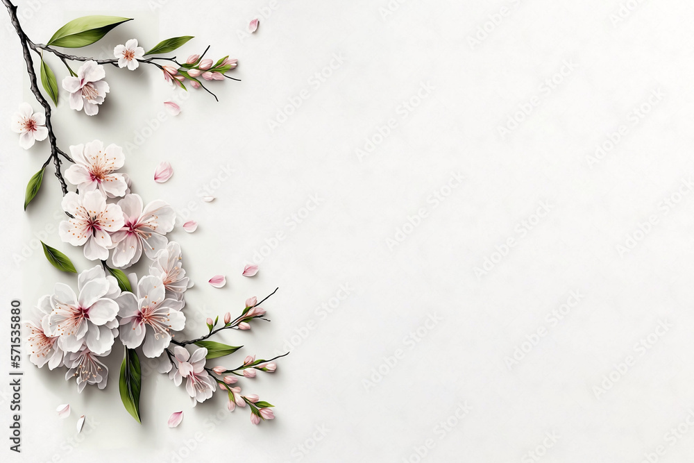 Fototapeta premium Beautiful Cherry Blossom Illustration - Generated by AI with Copyspace