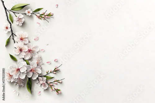 Beautiful Cherry Blossom Illustration - Generated by AI with Copyspace