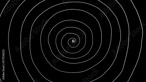 white spiral on a black background. loop animation. 2d