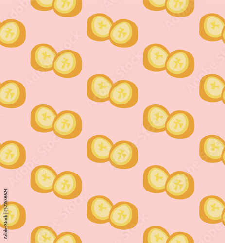 Seamless pattern with Asian cuisine dish bananas in batter. Template for fabric, textile, wallpaper, paper, packaging. Vector illustration