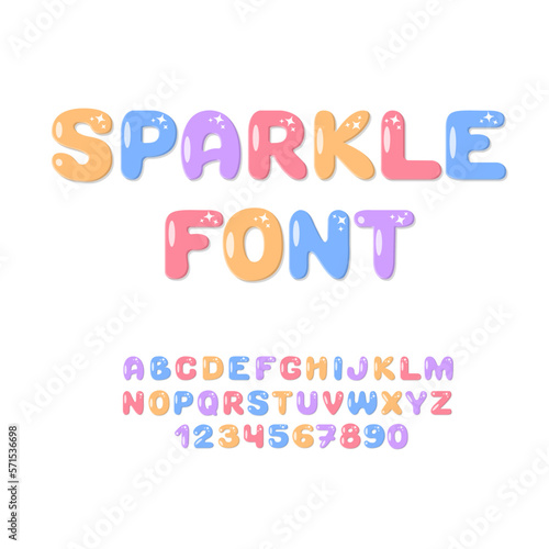 Sparkle Font. Cute Kids Alphabet. Colorful Children Party Typography.