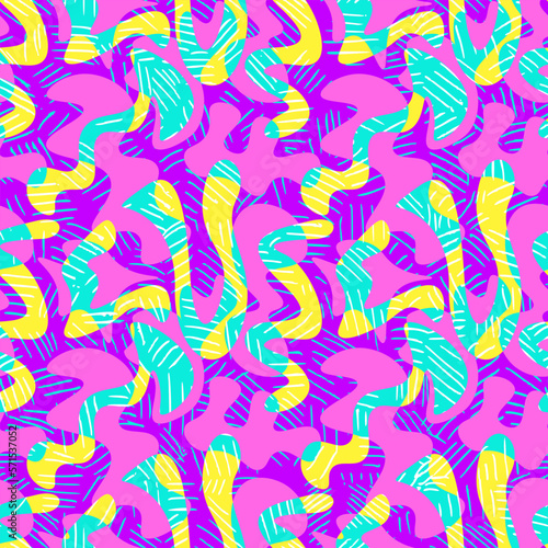 Seamless abstract pattern with wave colorful shapes 