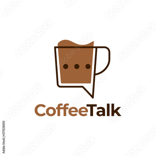 coffee talk chat cup logo vector icon illustration