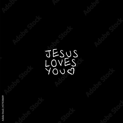  Jesus loves you Lettering icon isolated on dark background