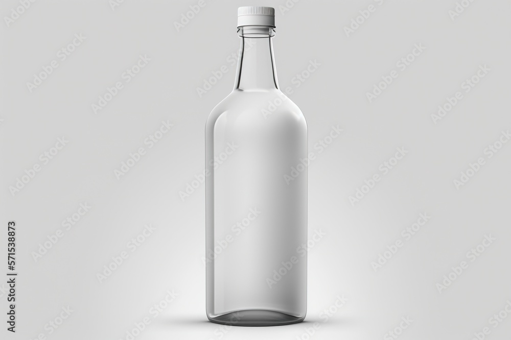 White bottle on a white background. Template. Generative AI. White bottle on a white background. Template. Generative AI.
