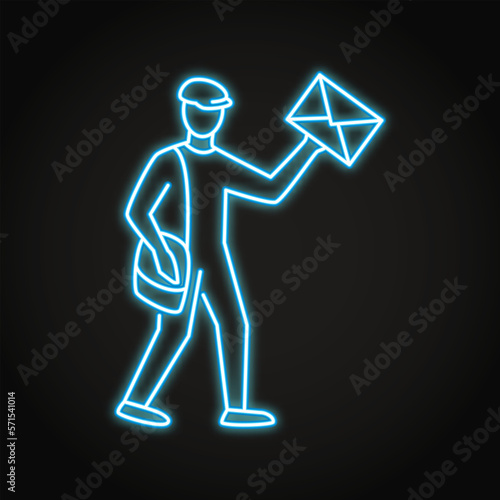 Postman with letter neon icon