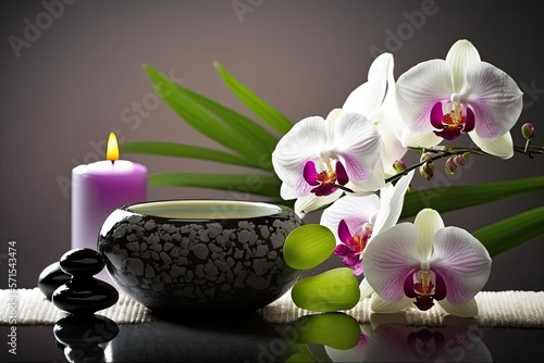 spa still life with orchid   ai generated