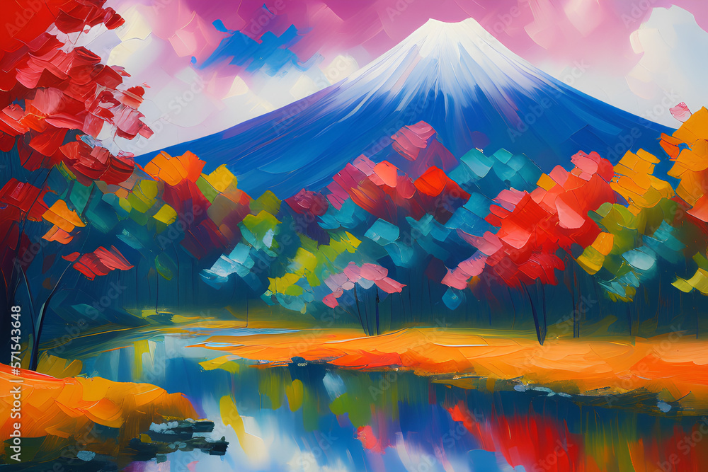 Mount Fuji impressionism oil painting