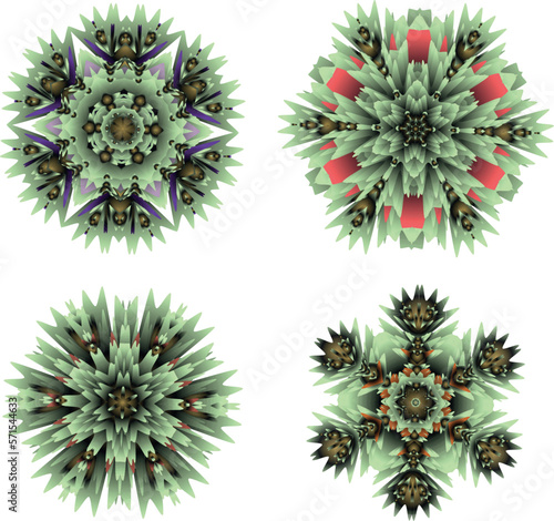 Fototapeta Naklejka Na Ścianę i Meble -  A set of decorative flowers, stars. Vector file for designs.