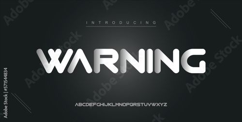 Warning digital modern alphabet new font. Creative abstract urban, futuristic, fashion, sport, minimal technology typography. Simple vector illustration with number