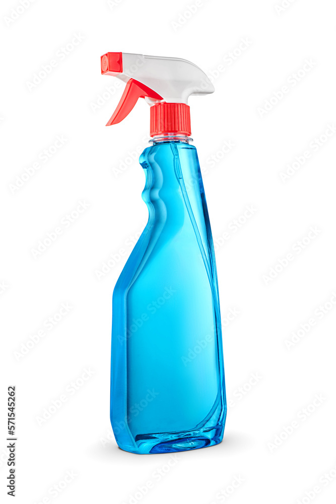 Window cleaner in plastic bottle with sprayer isolated on white. Window cleaner in plastic bottle with sprayer isolated on white.