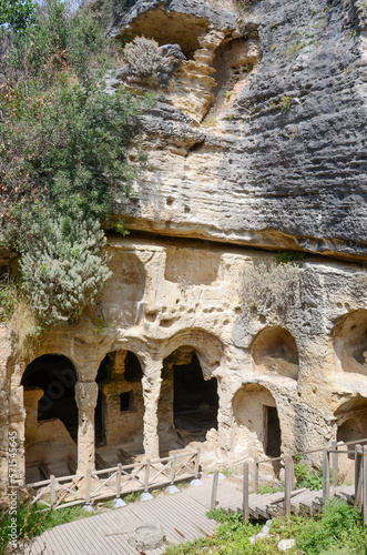 Exterior Detail From Besikli Cave Tombs in Seleukeia Pieria, Antakya, Turkey photo