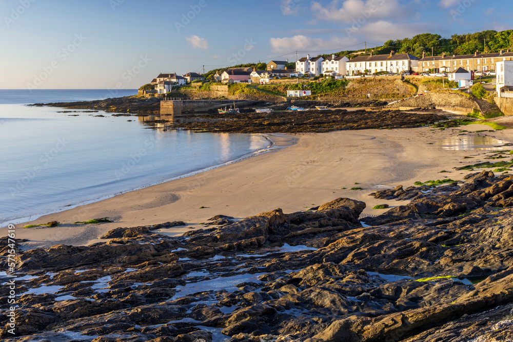 A beautiful summer morning at Portscatho beach and harbour in Cornwall.