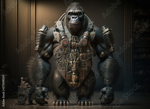 mechanical gorilla, collection of mechanical animals, cyborg animals, robot animals