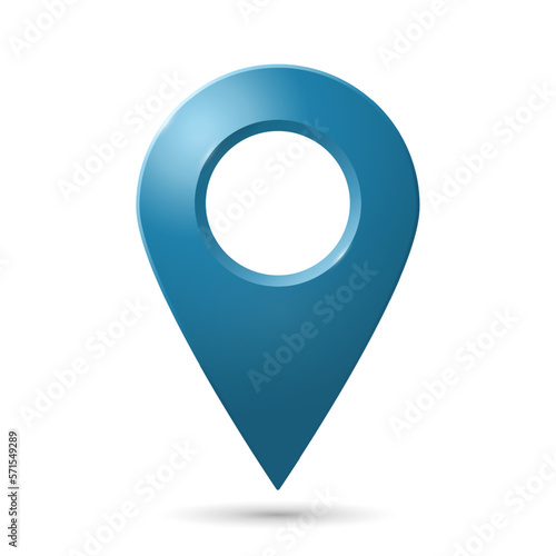 The geolocation icon is blue on a white background. Realistic pin code icon of the geolocation map. Vector EPS 10.