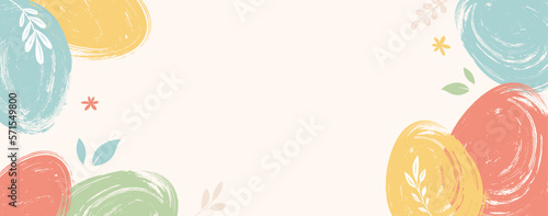 Easter abstract background. plants, eggs and flowers. Modern style design, pastel colors