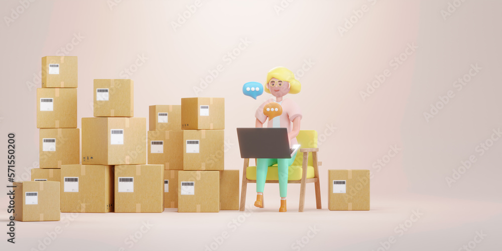 Growing business online shopping. economy and trade into online marketplaces, 3d illustration