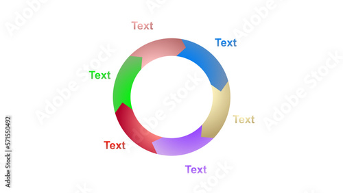 Virtuous circle diagram, wheel of six-sixth methodology, six parts graphic explanation virtuous cycle.