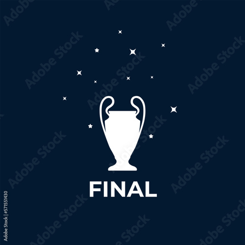 Biggest football trophy in Europe. Soccer background design vector. Champions League Final. Super Cup. UEFA Europa League. FA Cup. Bundesliga. La Liga. Premier League