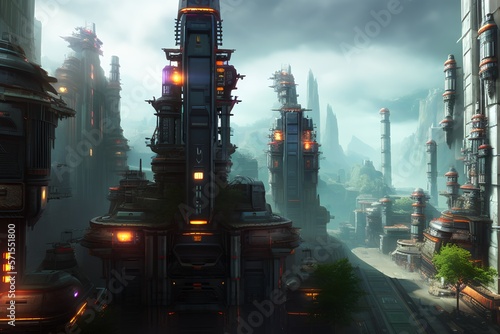 Futuristic city with lots o...