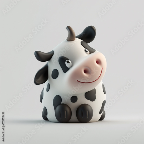cute cow character on white background, Generative AI

