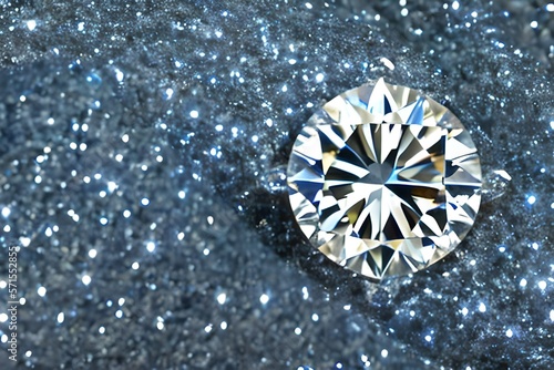 Round polished diamond on sparkling background generative ai