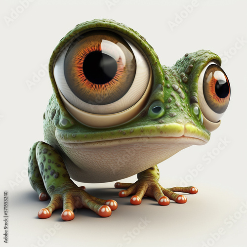cute frog on white background, Generative AI