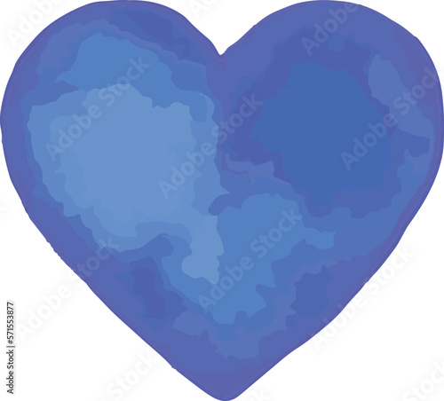 水彩画風の青いハート