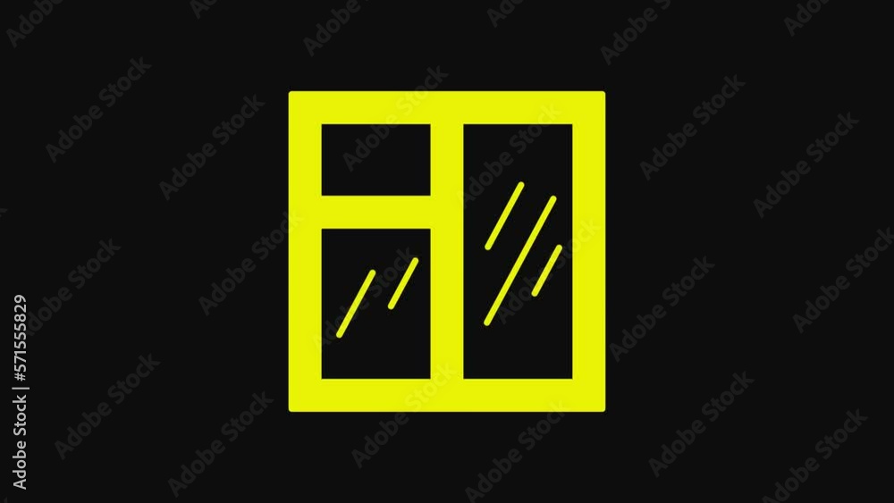 Yellow Window in room icon isolated on black background. 4K Video motion graphic animation Yellow Window in room icon isolated on black background. 4K Video motion graphic animation