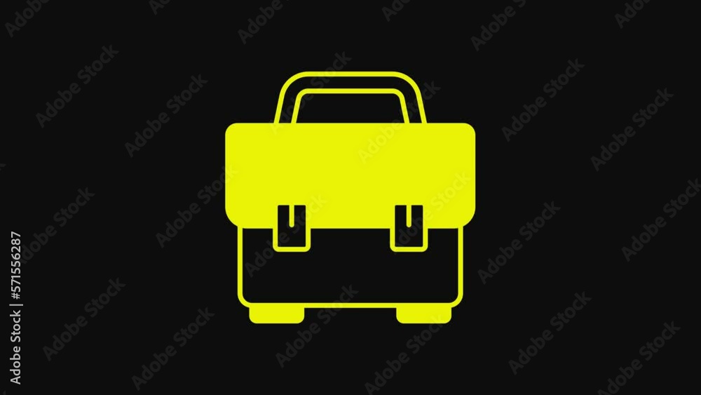Yellow Toolbox icon isolated on black background. Tool box sign. 4K Video motion graphic animation Yellow Toolbox icon isolated on black background. Tool box sign. 4K Video motion graphic animation
