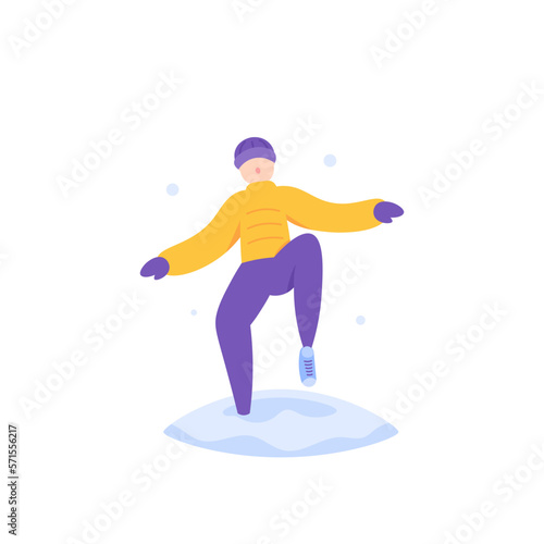 a struggling man stepping on the heavy snow. difficulty walking because of snow. activity and outfit in the winter. illustration concept design. graphic elements