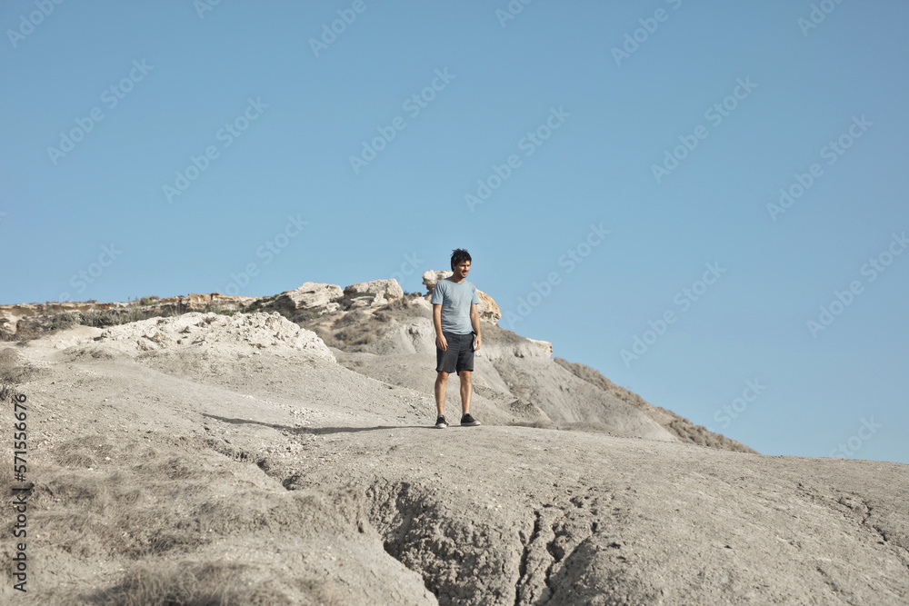 man alone in the desert