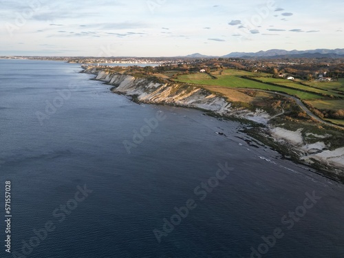 Corniche Basque a Hendaye vue de drone, Pays basque , Océan Atlantique , Sud-Ouest © Neos