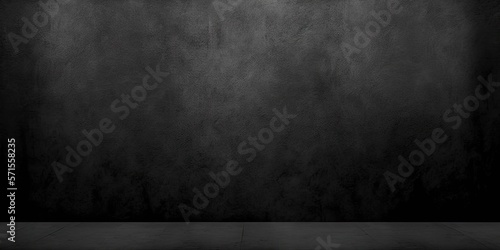 Dark concrete texture wall background. Black grunge cement wall texture for interior design. Copy space for add text. Generative AI