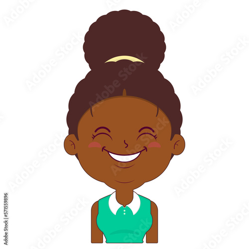 afro woman happy face cartoon cute