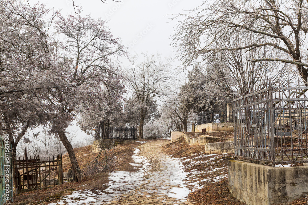 PYATIGORSK, RUSSIA - December, 2020: The Old cemetery at Pyatigorsk known as Necropolis PYATIGORSK, RUSSIA - December, 2020: The Old cemetery at Pyatigorsk known as Necropolis