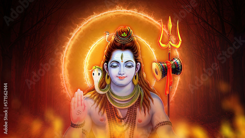 3d Wallpaper of Lord Shiv with Fire and Sun Rays, God Mahadev 3D illustration Red Circle rings on back of fire and rays God Mahadev Doing Meditation 