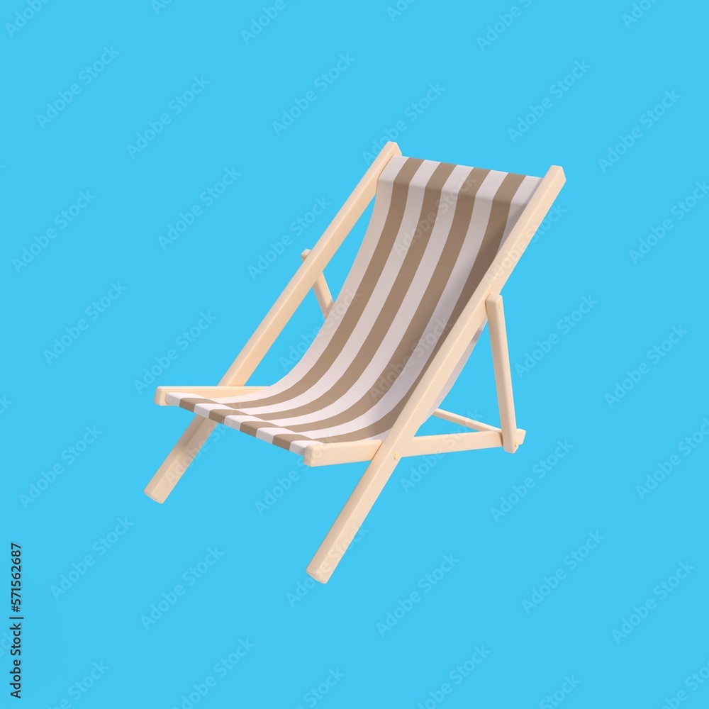 3D Beach chair. concept of vacation. 3D illustration