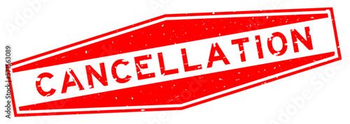 Grunge red cancellation word hexagon rubber seal stamp on white background