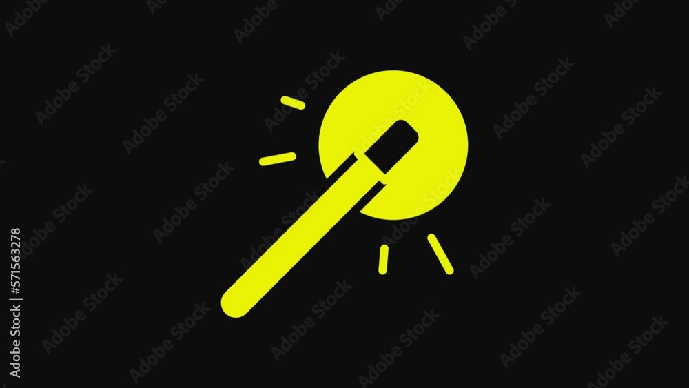 Yellow Magic wand icon isolated on black background. Star shape magic accessory. Magical power. Happy Halloween party. 4K Video motion graphic animation Yellow Magic wand icon isolated on black background. Star shape magic accessory. Magical power. Happy Halloween party. 4K Video motion graphic animation