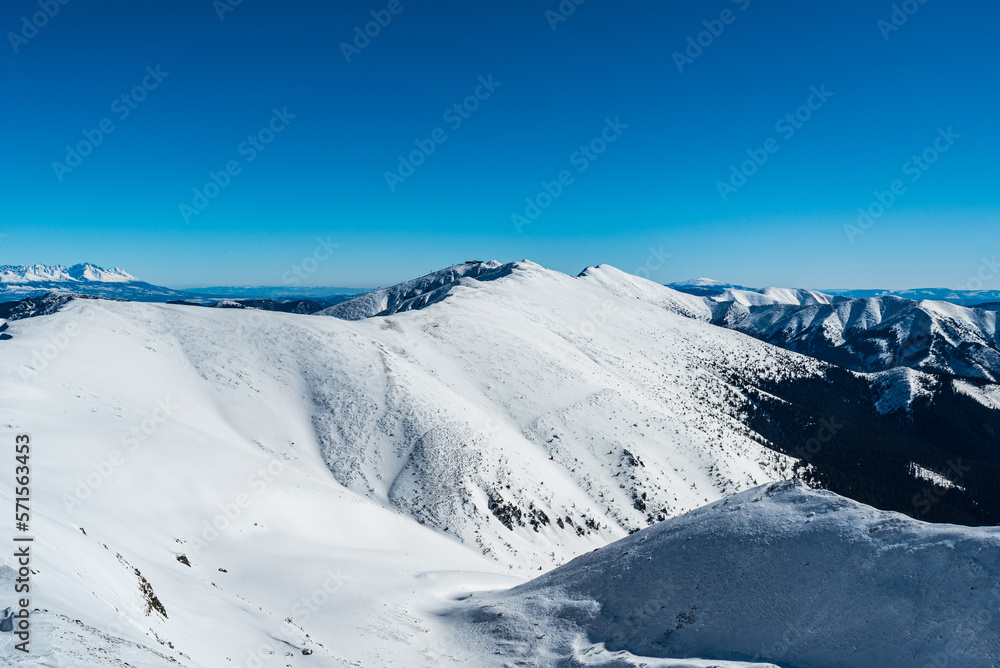 Beautiful view from Kotliska hill in winter Low Tatras mountains in Slovakia
