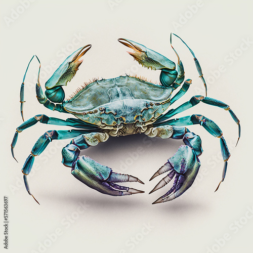 Crab illustration isolated on a white background. Generative AI