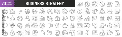 Business strategy black linear icons. Collection of 70 icons in black. Big set of linear icons