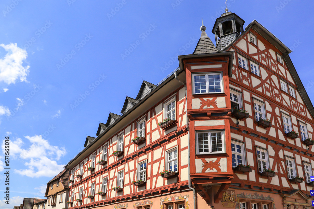 Historical architecture in the old town of Grünberg, Hesse - Germany